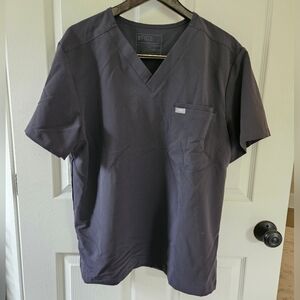 Men's FIGS LEON Scrub Top - Size L - Charcoal Gray
